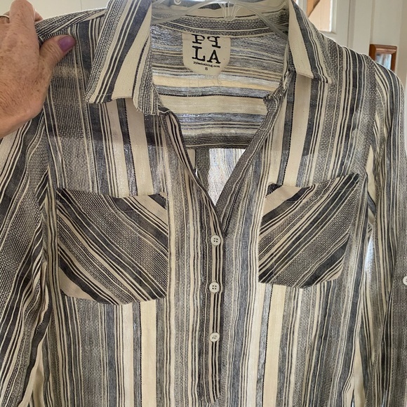 PPLA Gray striped button up long sleeve - Picture 4 of 8